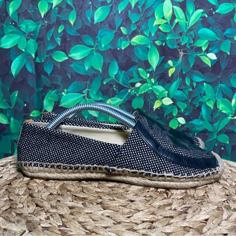 Tory Burch espadrille black leather double T